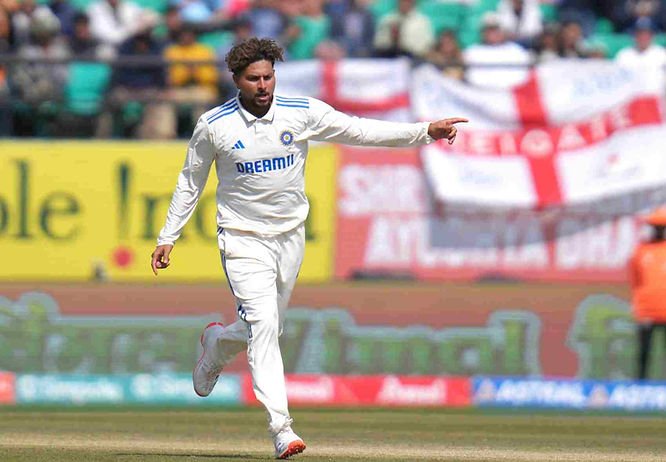 India vs England, 5th Test, Day 1: Kuldeep Yadav took 5-72 in Dharamshala test | Walking Wicket (Images_ ©BCCI_Twitter)