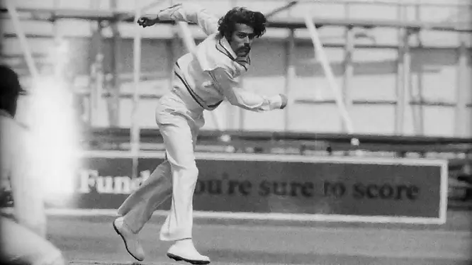 Bhagwath Subramanya Chandrasekhar during his 6-38 vs England in 1971 tour | Walking Wicket (Images_ ©ICC_X)