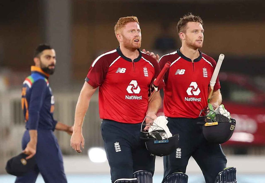 Jos Buttler, Jonny Bairstow during a Partnership against India _ Walking Wicket (Photo_ ©ICC/Twitter)