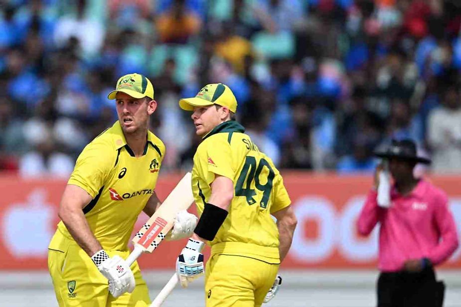 IND vs AUS 2023, 3rd ODI_ Mithcell Marsh-Steven Smith added 137-run for 2nd wicket; AUS beat IND _ Walking wicket (Images_ ©ICC_Twitter)