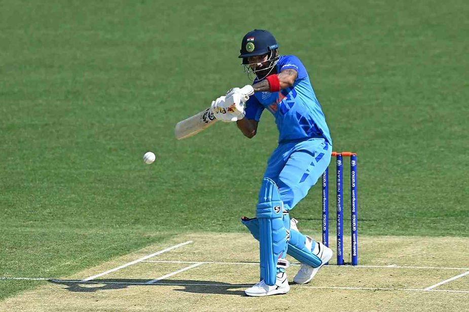 KL Rahul's Form_KL Rahul's average in T20Is is dropped from 50.95 to 28.95 in last two years _ Walking Wicket (Source_ ©ICC_Getty Images)