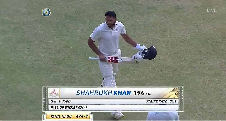 Ranji Trophy 2021-22 Round 1 Highlights: Shahrukh Khan misses double ton by six runs, scores 194 off 148 balls against Delhi. (Image ©Hotstar)