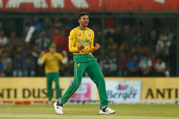 India vs South Africa, 3rd T20I, Highlights_ Keshav Maharaj took 2-34 against India in 3rd T20I _ Walking Wicket (Photo_ ©Associated Press)