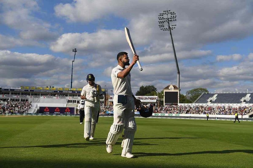 Virat Kohli acknowledges the crowd after being dismissed for 149. Aug 02, 2018 (Images ©Getty)