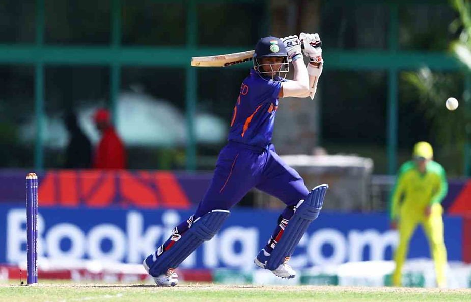 Seven U-19 Uncapped Players who can draw big money at the IPL 2022 Mega Auction. India's U-19 vice-captain, Shaik Rasheed scored fifties in semis and final. (Image: ©ICC/Getty)